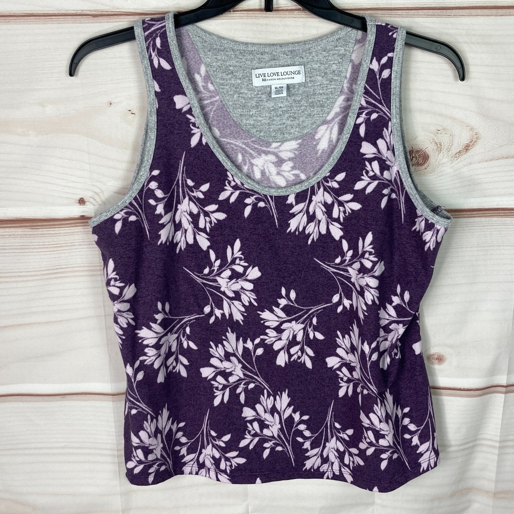 Live Love Lounge Karen Neuburger Top Womens XL Purple Tank Scoop Neck Sleeveless